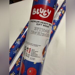 Bluey Set of 2 Premium Heavy Weight Wrapping Paper Roll 30 sq ft Gift Wrap NWT